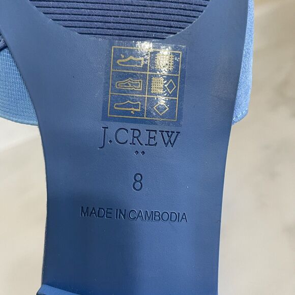 J. CREW Microsuede Single Strap Slide Sandals Women’s 8 Peri Blue Flat Shoe NEW - Picture 7 of 8